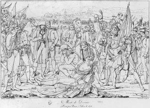 1856年6月14日，在马克朗的战斗中，Desaix将军死于1806年沙龙的Jean Broc的绘画，由查尔斯·诺曼德（1765-1840）镌刻 作者 安布罗斯·塔迪厄（Ambroise Tardieu）